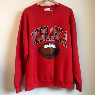 adidas Nebraska Cornhuskers Football Red Crewneck Sweatshirt