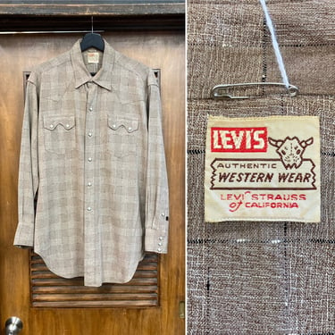 Vintage 1950s LEVI'S SHORTHORN Western Shirt ~ size L ~ Wool