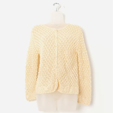 Y2K vintage Monsoon crochet cardigan in pastel yellow - Small 