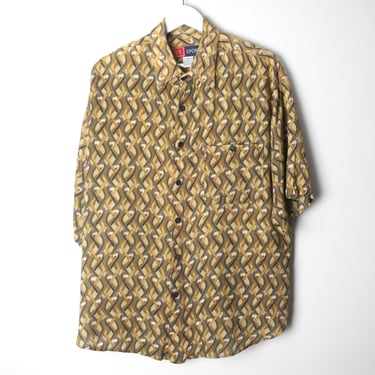 vintage SLOUCHY silky oversize GOLD vintage fresh prince button up shirt -- size MEDIUM 