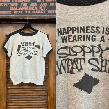 Vintage 1960’s “Happiness” Mod Pop Art Funny Original Sweatshirt, 60’s Vintage Clothing 