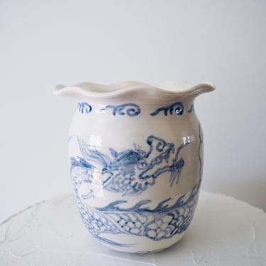 Bamboo Brush Dragon Vase // handmade porcelain ceramic 