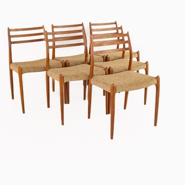 Niels Moller 62 and 78 Mid Century Teak Dining Chairs - Set of 6 - mcm 