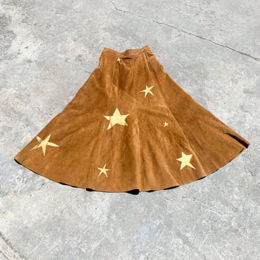1980's Suede Skirt with Gold Stars