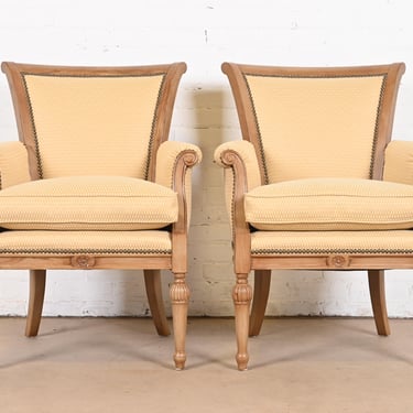 Barbara Barry for Henredon French Regency Louis XVI Bergere Chairs, Pair