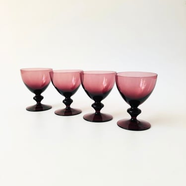 Amethyst Glass Cordials - Set of 4 