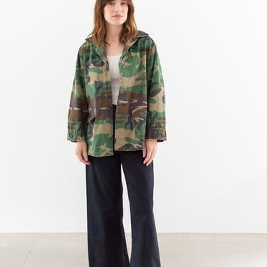 Vintage Faded Green Ripstop Camo Jacket | Camouflage Cotton Button Up | XS S M L | 