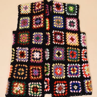 Rainbow Crochet Sweater Vest, XL
