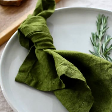 Forest Green Linen Napkins | Set of 4