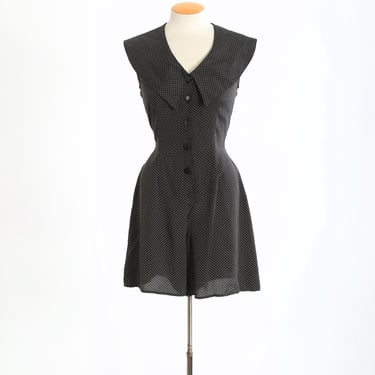 Vintage 90s polka dot rayon romper 