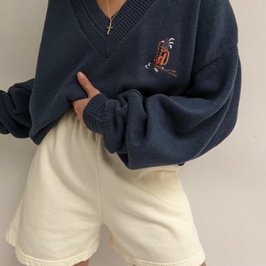 Vintage Golf Embroidered V-Neck Sweater