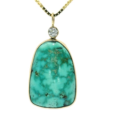 The Sea Shield Necklace- Turquoise & White Diamond