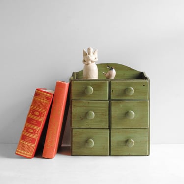 Vintage Green Wooden Drawer Box 