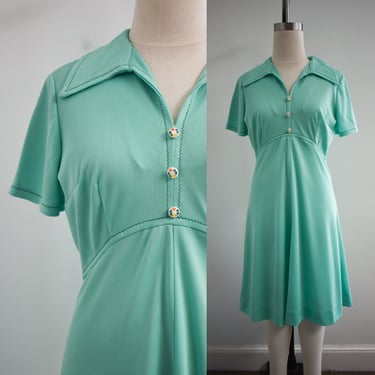 1970s Mint Green Knit Dress 