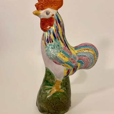 Vintage Chinese Porcelain  Chicken Rooster Figure Famille Rose 