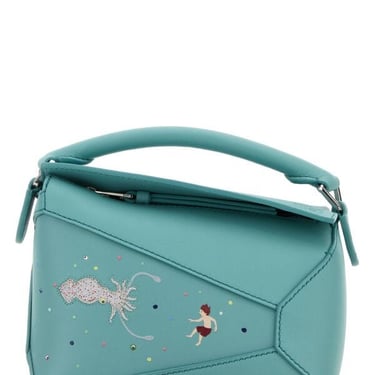 Loewe Women Light-Blue Leather Loewe X Suna Fujita Squid Mini Puzzle Handbag