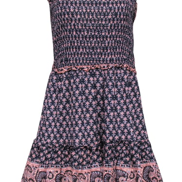 Sea NY - Blue & Pink Paisley Strapless Tie Back Cover Up Dress Sz L