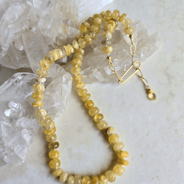 James + Jezebelle | Golden Rutilated Quartz Knotted Necklace