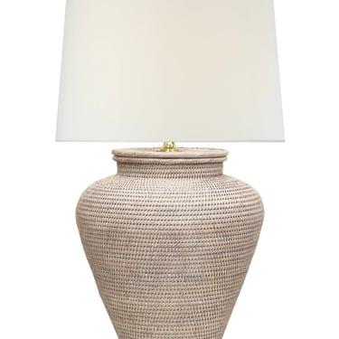 Naples Rattan Large Table Lamp, White Wash