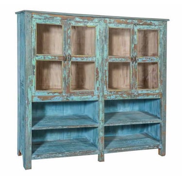 Teak Wood Cabinet with Glass Doors