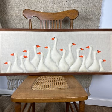 Large Vintage Textile Art “Geese” 