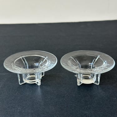 Cottage Core Crystal Candle Holder Set With Laurel Leaf Pattern -  Set of 2 