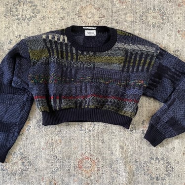 Vintage ‘80s cropped French wool sweater, MaxWool PARiS France pullover crop top, S/M 