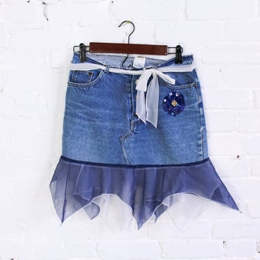 1990s Levis Denim Skirt | 90s Short Denim Skirt | 501 Levi Jeans | Medium 