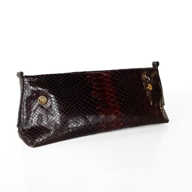 1980s Brown Snake Skin Clutch