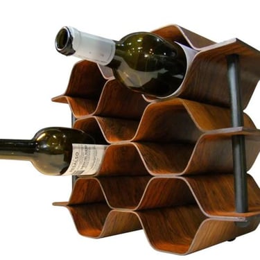 X - - SOLD - VINTAGE 1960&#x27;s Rosewood Wine Rack by Torsten Johansson for AB Formtra &#x27;Sweden&#x27;