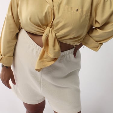 Vintage Sunny Yellow Raw Silk Blouse