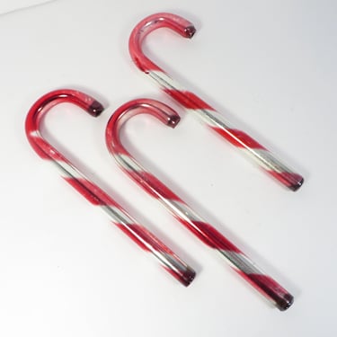 Vintage Kentlee Christmas Glass Candy Canes -  3 Kentlee Glass Candy Cane Ornaments 