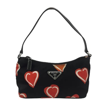 Prada Black Heart Print Mini Shoulder Bag