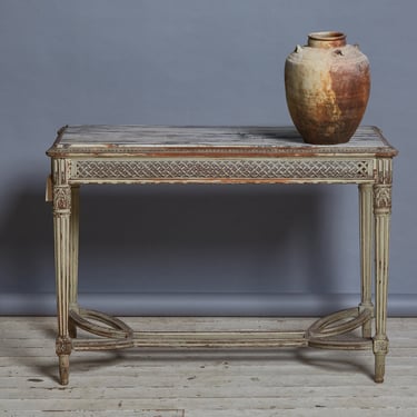 Late 19th Century French Cream Colored Center Table with Vodovirlet Marble Top
