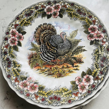 Set of 4 Thanksgiving Church Hill Myott FactoryTurkey Plates by LeChalet