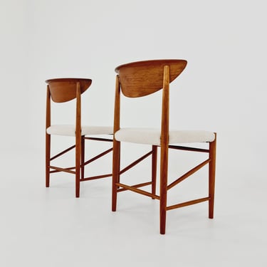 Vintage Mid Century teak +Teddy farbic dining chairs By Peter Hvidt & Orla Molgaard-Nielsen, 1960s, Set of 2 