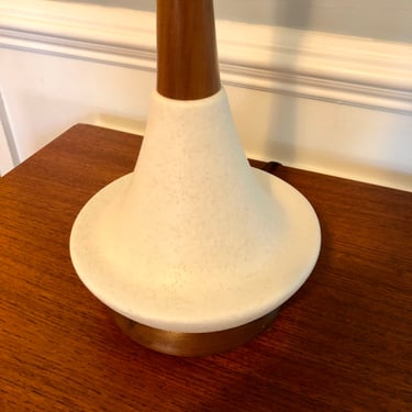 Vintage Mid-Century Modern Danish Style White Textured Table Lamp 