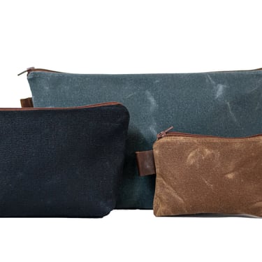 Made in USA | Waxed Canvas Pouch | Zipper Pouch | Pencil Pouch 