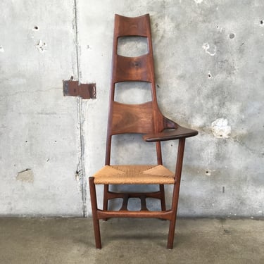 Mid Century Modern Walnut Writing Chair - For Display Purposes Only. Nonfunctioning Chair