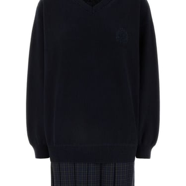 Balenciaga Women Dark Blue Cotton Sweater Dress