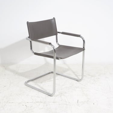 Gray Leather Cantilever Chair 