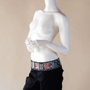 Vivienne Tam low-rise pants with embroidered waistband 