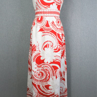 Alex Colman - Circa 1970s - Tropical Cotton - Sundress - Hostess Dress - Maxi - Marked size 14 