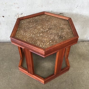 Vintage Mid Century Hexagon End Table by Brown Saltman