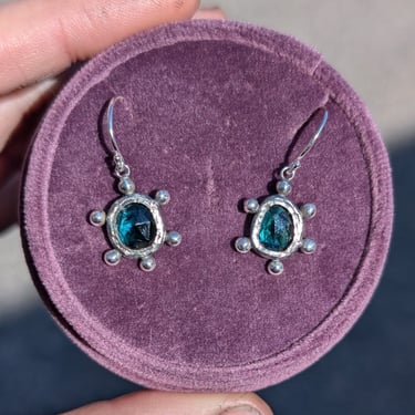 Blue Tourmaline Dangle Earrings