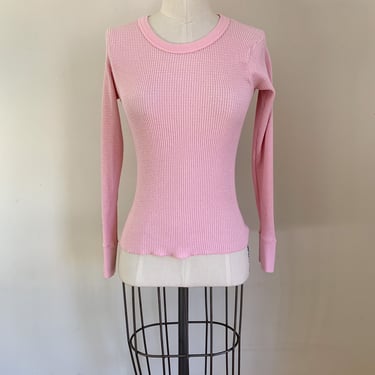 Vintage 1980s Pink Thermal Top / XS 