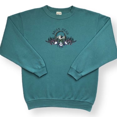 Vintage 90s Brian Head Ski Resort Utah Made in USA Graphic Nature Crewneck Sweatshirt Pullover Size Large 