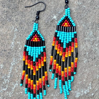 Southwestern Beaded Earrings Drop Earrings Multi Color 