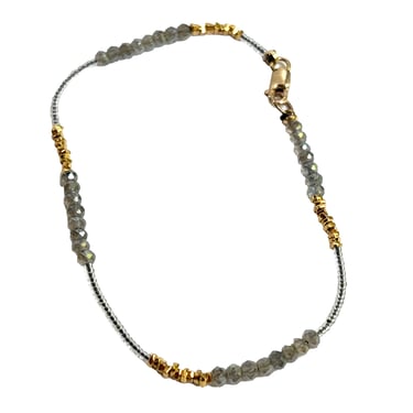 Debbie Fisher | Clear seed gold vermeil and Labradorite beaded Bracelet