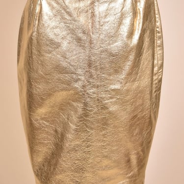 Gold NWT 90s Leather Skirt By Kenar, S